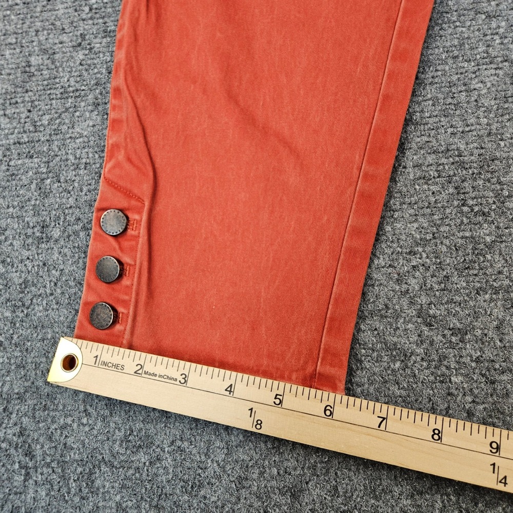 Peruvian Connection Womens Orange Seam Detail Ankle Button Cargo Pants Size 14 - Picture 9 of 12